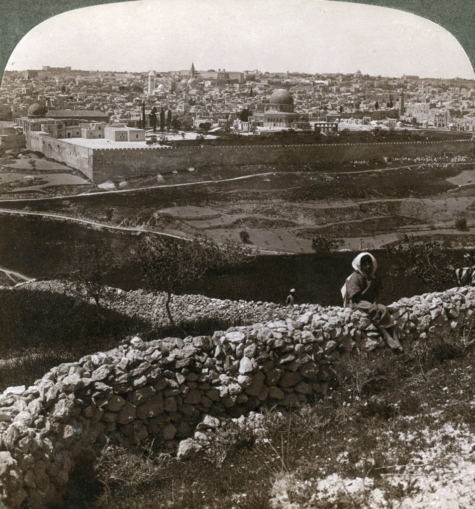 Detail of Jerusalem, as seen from the south-east, showing the site of the temple, Palestine by Underwood & Underwood