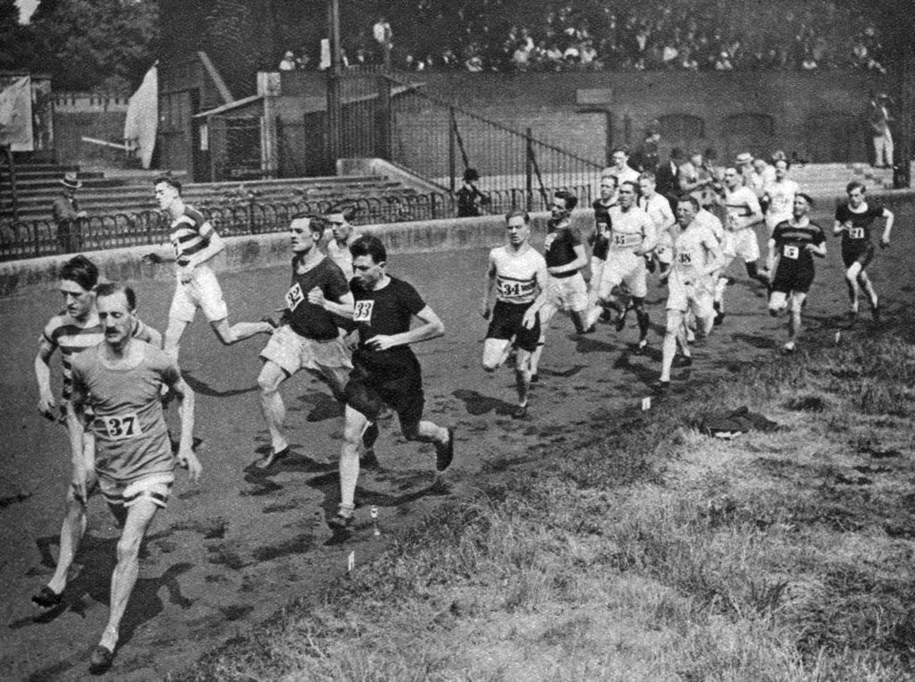 Detail of Running the half mile at the Civil Service Sports day, Stamford Bridge, London by Anonymous