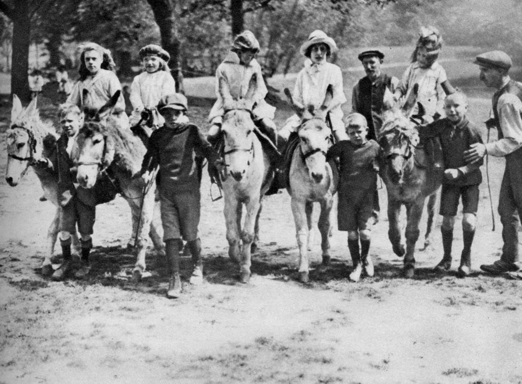 Detail of A donkey ride on a bank holiday on Hamstead Heath, London by Anonymous