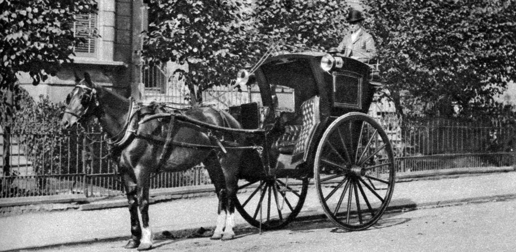 Detail of A horse-drawn hansom cab, London by Anonymous