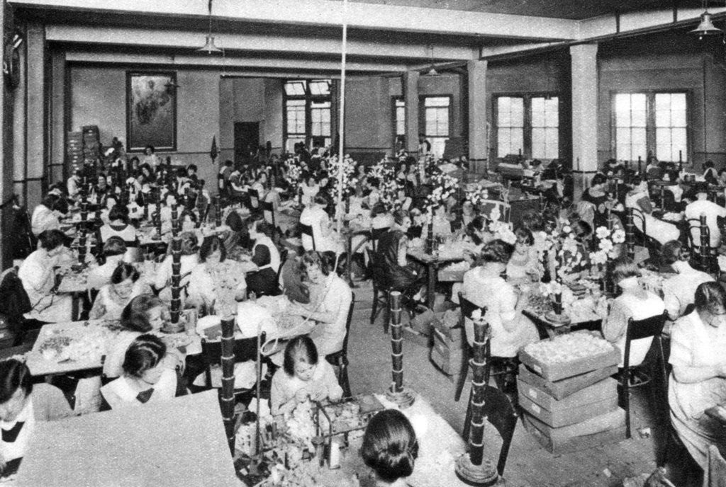 Detail of Disabled girls working at the 'Watercress and Flower Girls' Christian Mission', London by Anonymous