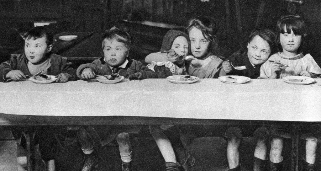 Detail of East End children being fed by a charitable organisation, London by Anonymous