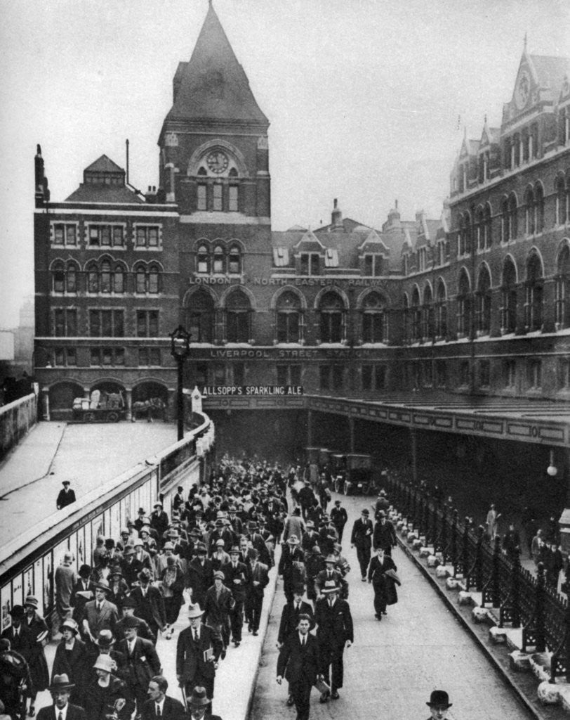 Detail of Liverpool Street Station at nine o'clock in the morning, London by Anonymous