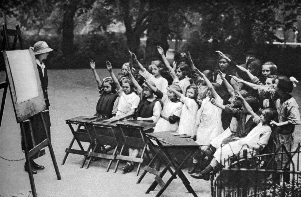 Detail of Open air class in Lincoln's Inn Fields, London by Anonymous