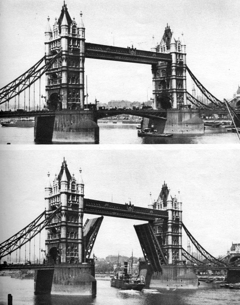 Detail of Tower Bridge open and closed, London by McLeish