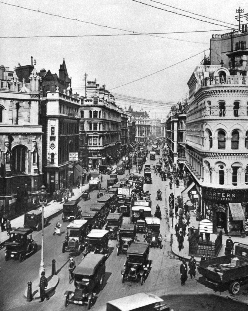 Detail of Queen Victoria Street at its intersection with Cannon Street, London by Frith