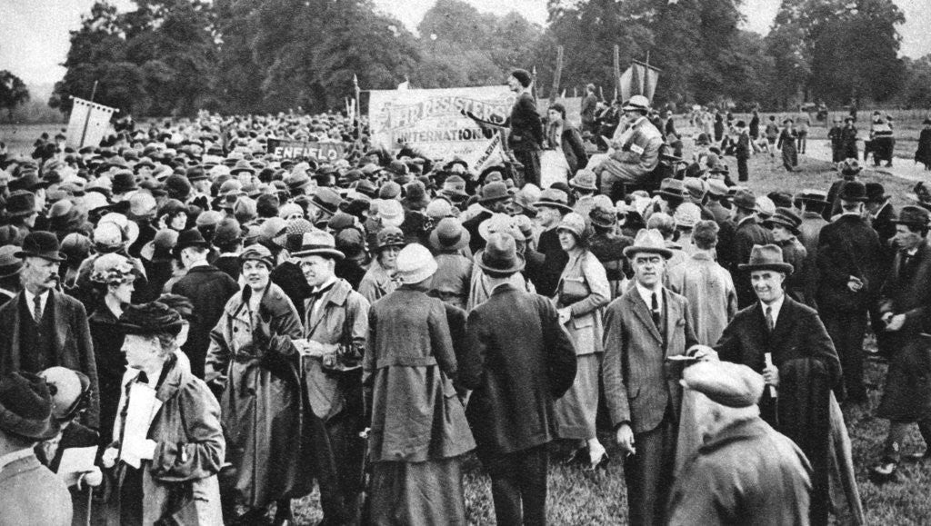 Detail of An anti-war meeting, Hyde Park, London by Anonymous