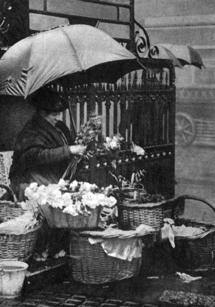 Detail of Flower seller, Piccadilly Circus, London by Anonymous
