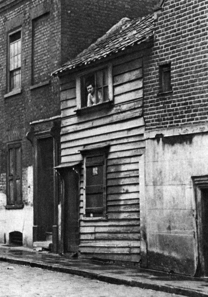 Detail of An old wooden house in St John's Hill, Shadwell, London by Whiffin