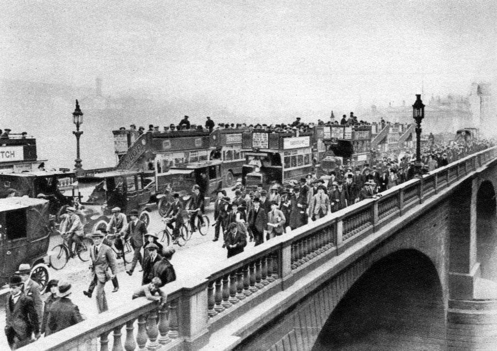 Detail of Morning 'rush hour', London Bridge, London by McLeish and Paterson