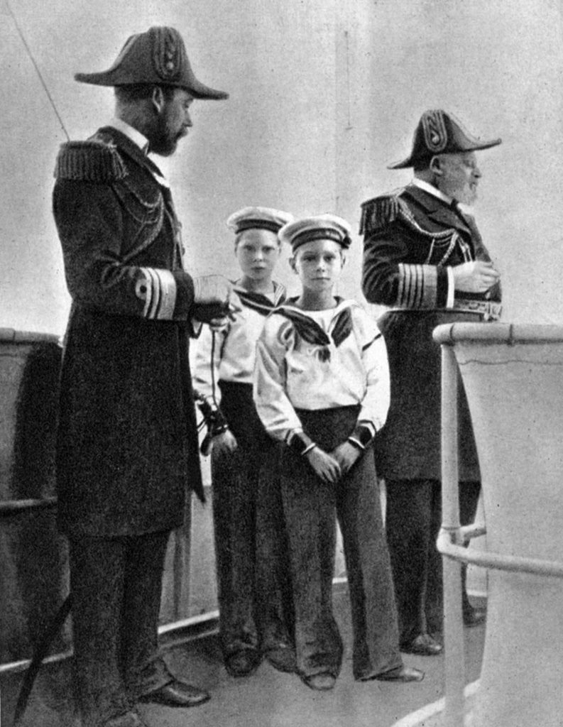 Detail of King Edward VII (1841-1910) with his son George (1865-1936) and his two eldest grandsons by Queen Alexandra