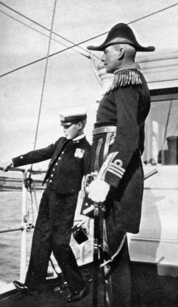 Detail of Prince Edward (1894-1972), the future King Edward VIII, with Sir Charles Cust by Queen Alexandra