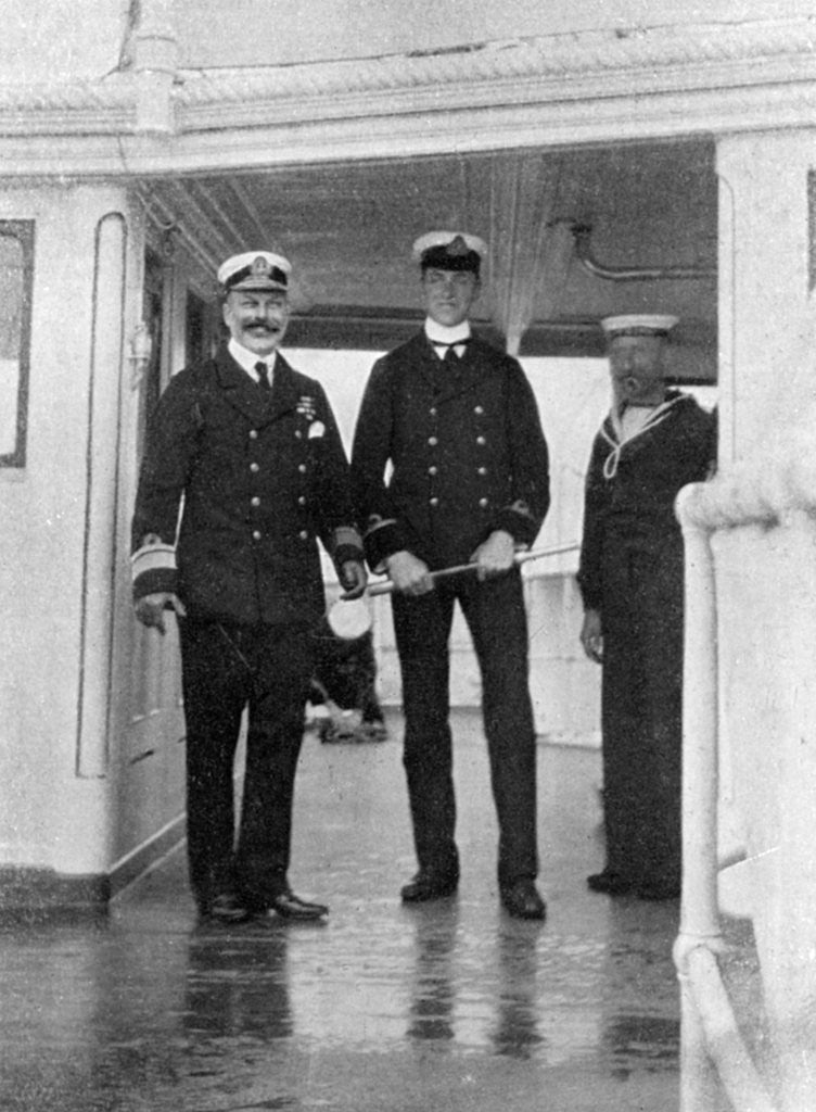 Detail of Commodore Sir Archibald Milne (1855-1938) and his sub-lieutenant, Pipon by Queen Alexandra