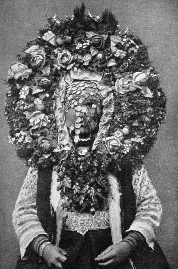 Detail of Floral mask of a Bulgarian bride by Anonymous