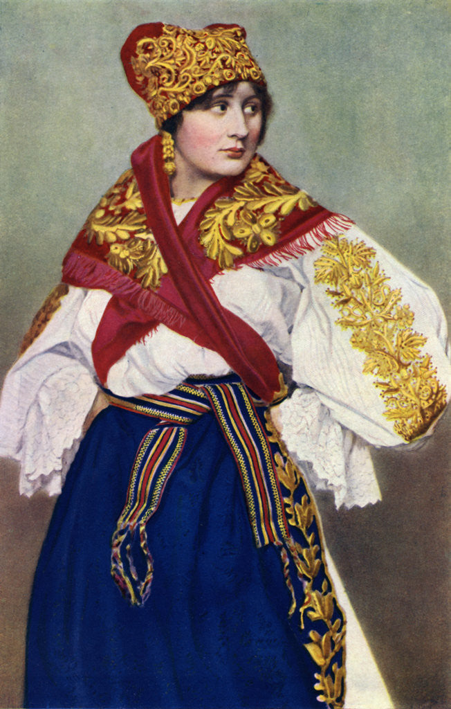 Detail of Peasant woman in national dress, Czechoslovakia by Anonymous