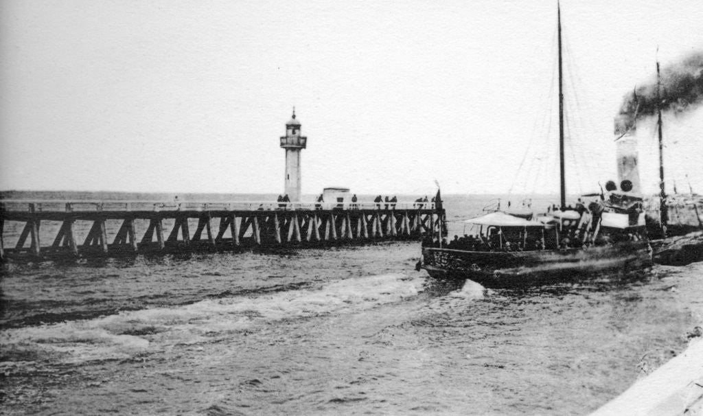 Detail of A steamer departing from Trouville for Le Havre, France by Anonymous