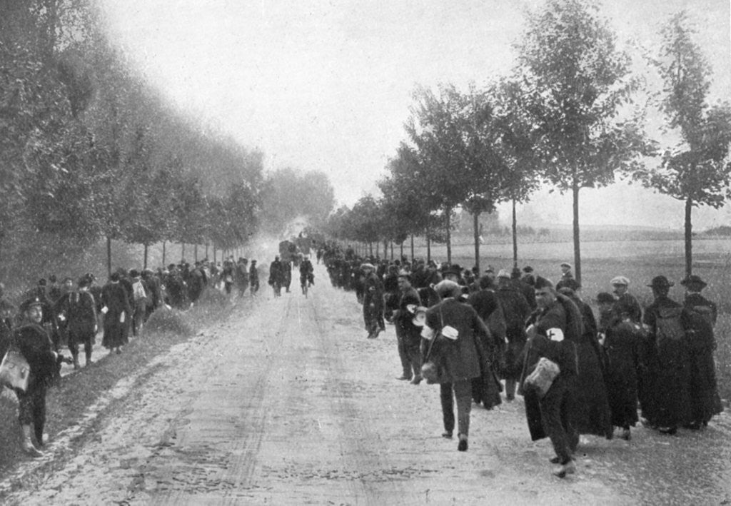 Detail of Belgians fleeing from Termonde, First World War by Anonymous
