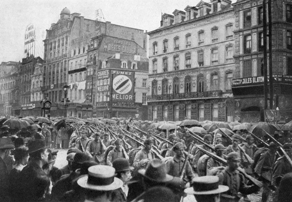 Detail of The German army marching through Brussels, First World War by Anonymous