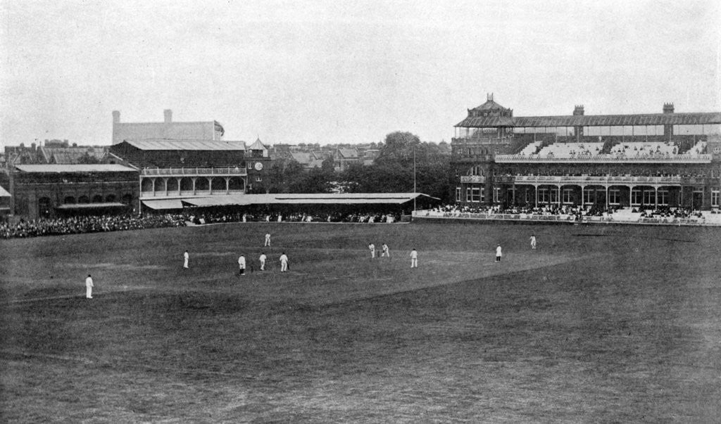 Detail of A cricket match in progress at Lord's cricket ground, London by Anonymous