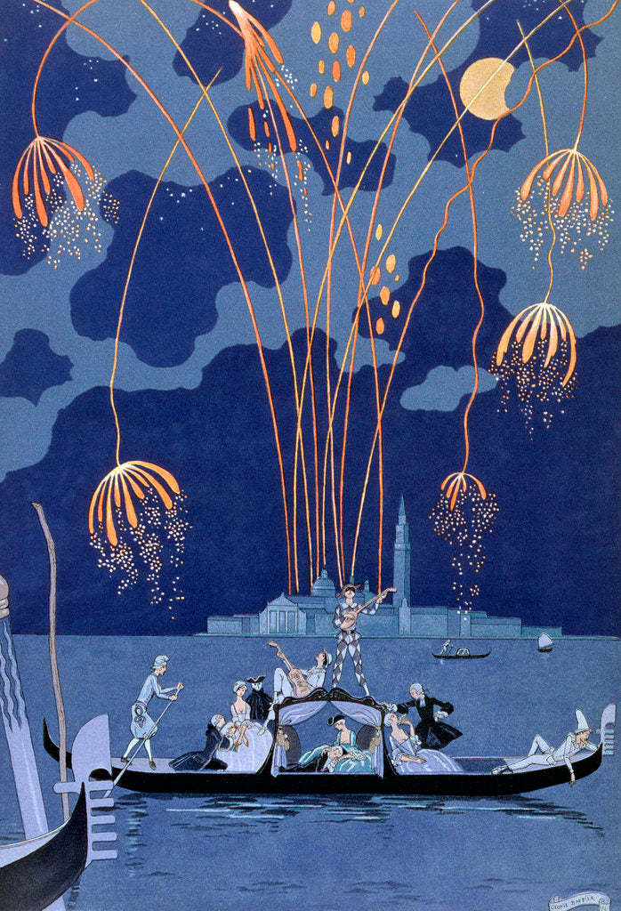 Detail of Fireworks in Venice by Georges Barbier