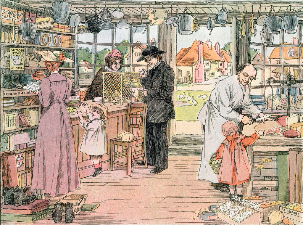 Detail of The General Store, 1899. From The Book of Shops by Francis Donkin Bedford
