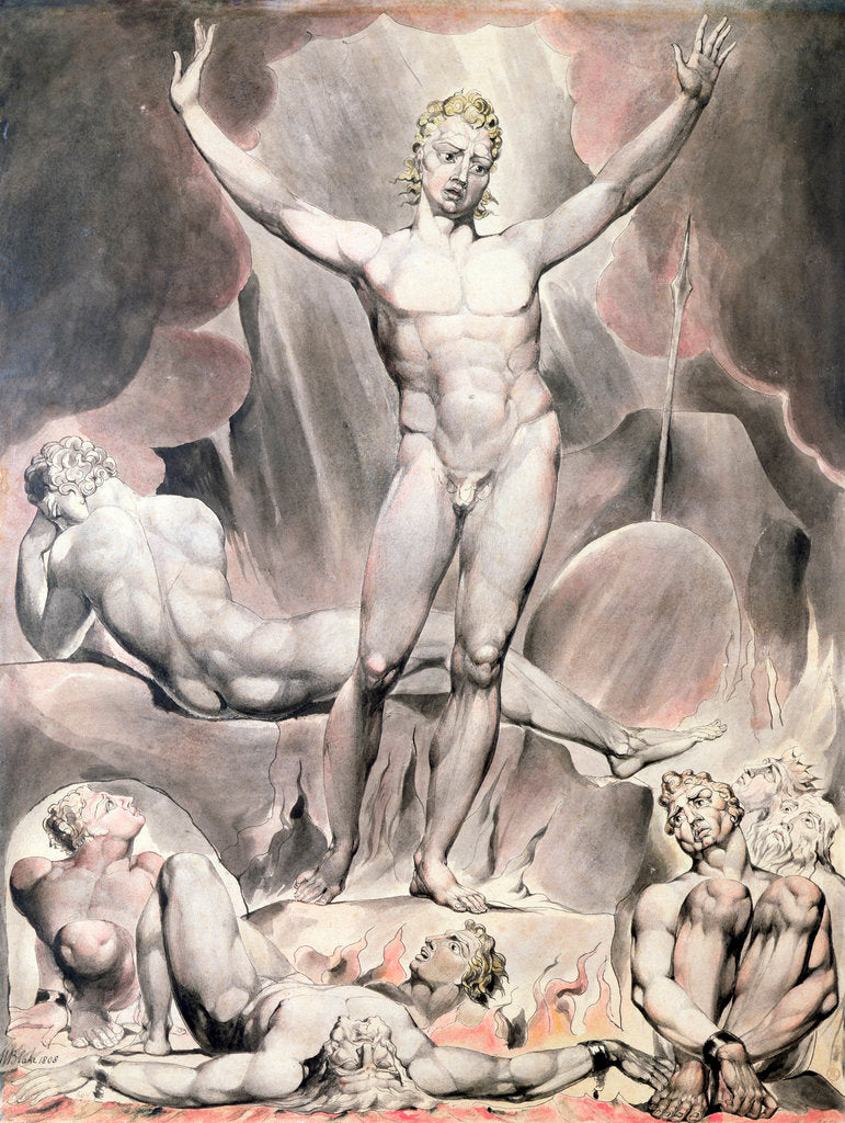 Detail of Satan Arousing the Rebel Angels by William Blake