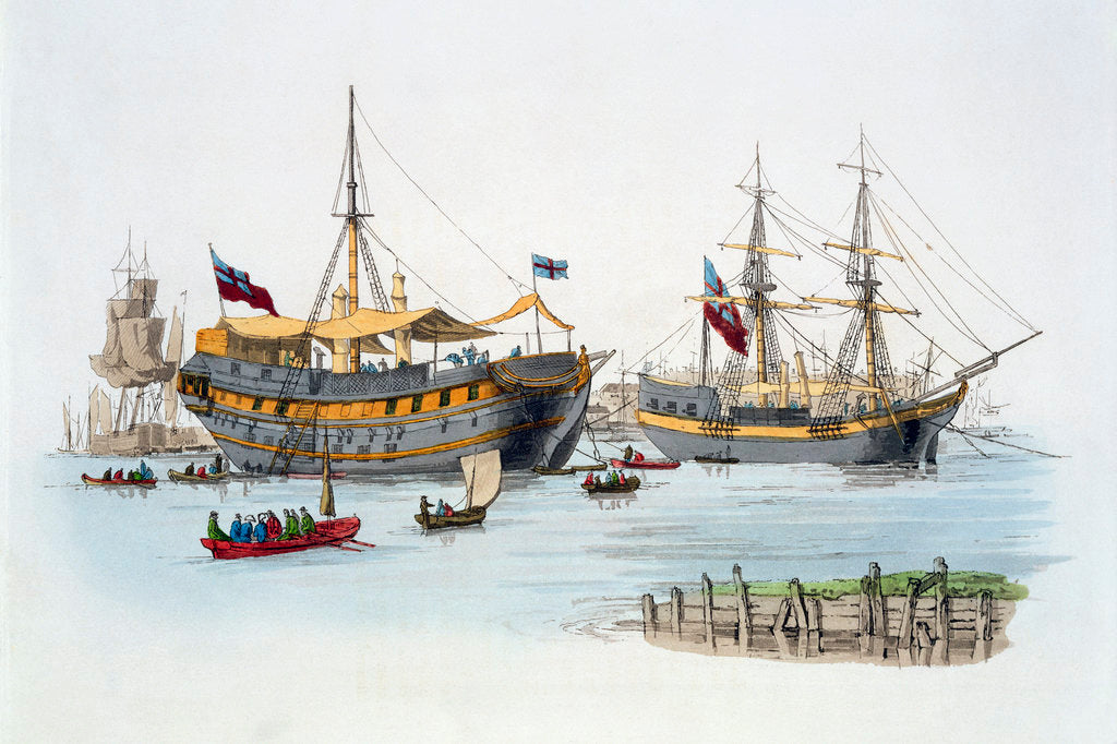 Detail of Prison ships by William Henry Pyne