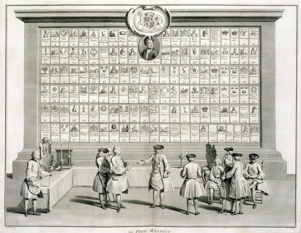 Detail of Freemasons, with signs for the various lodges by Anonymous