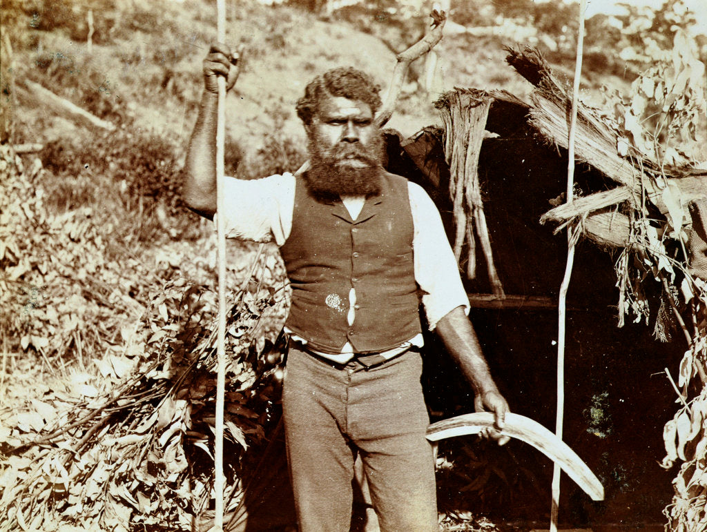 Detail of Australian aborigine with a boomerang by Anonymous