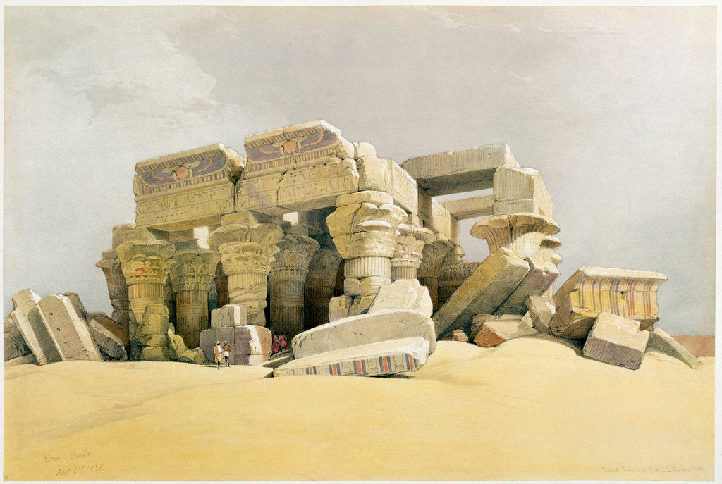 Detail of Ruins of the Temple of Kom Ombo by David Roberts