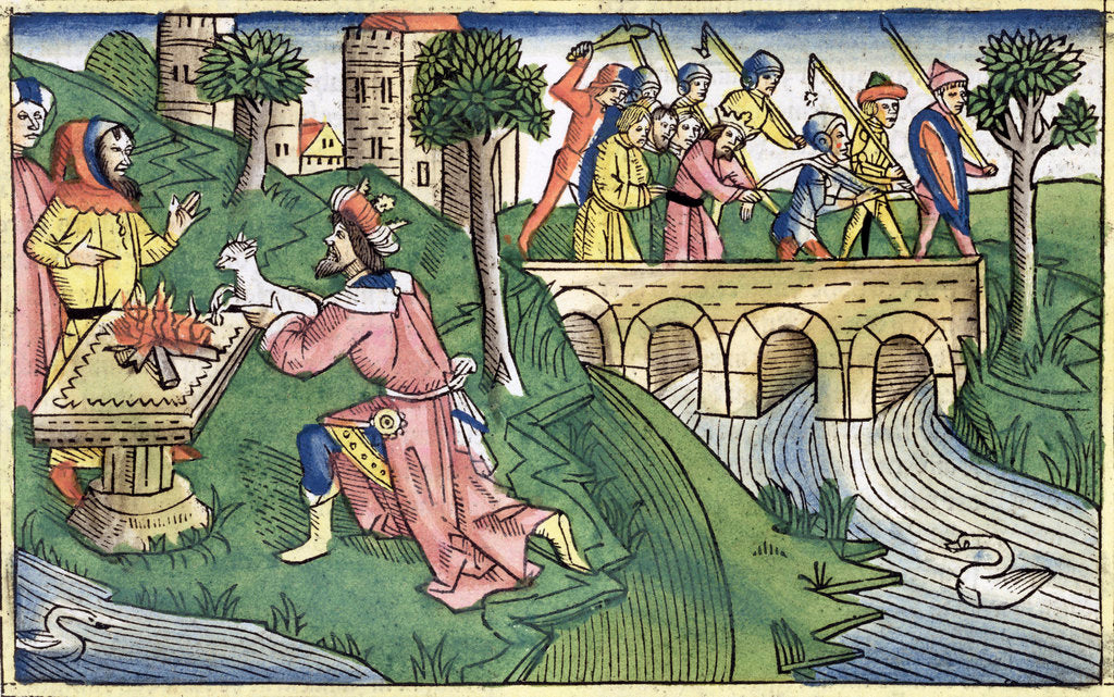 Detail of 2 Kings 16:9-16: the people of Damascus are taken captive by Anonymous