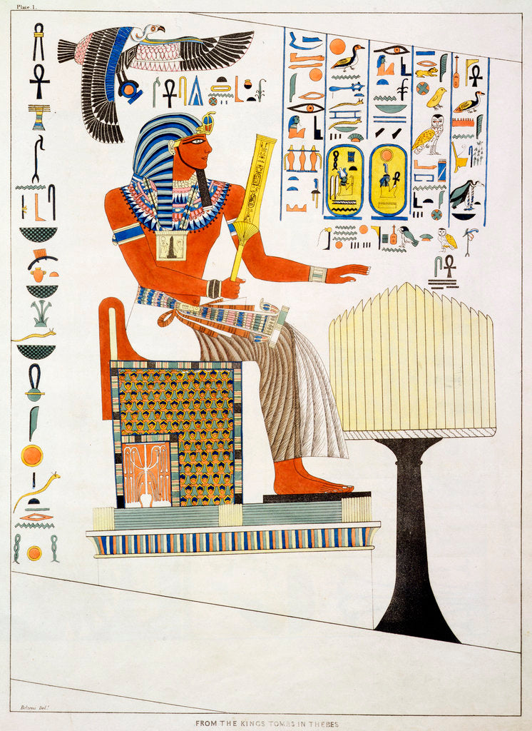 Detail of Mural from the Tombs of the Kings of Thebes, discovered by G Belzoni by Charles Joseph Hullmandel