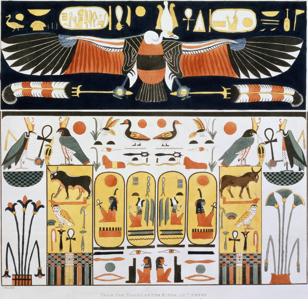 Detail of Mural from the Tombs of the Kings of Thebes, discovered by G Belzoni by Charles Joseph Hullmandel