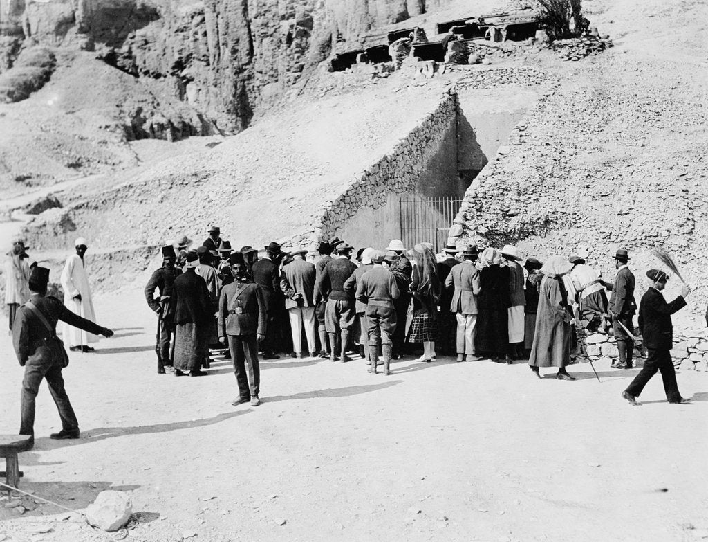 Detail of Crowd outside Tutankhamun's tomb by Harry Burton