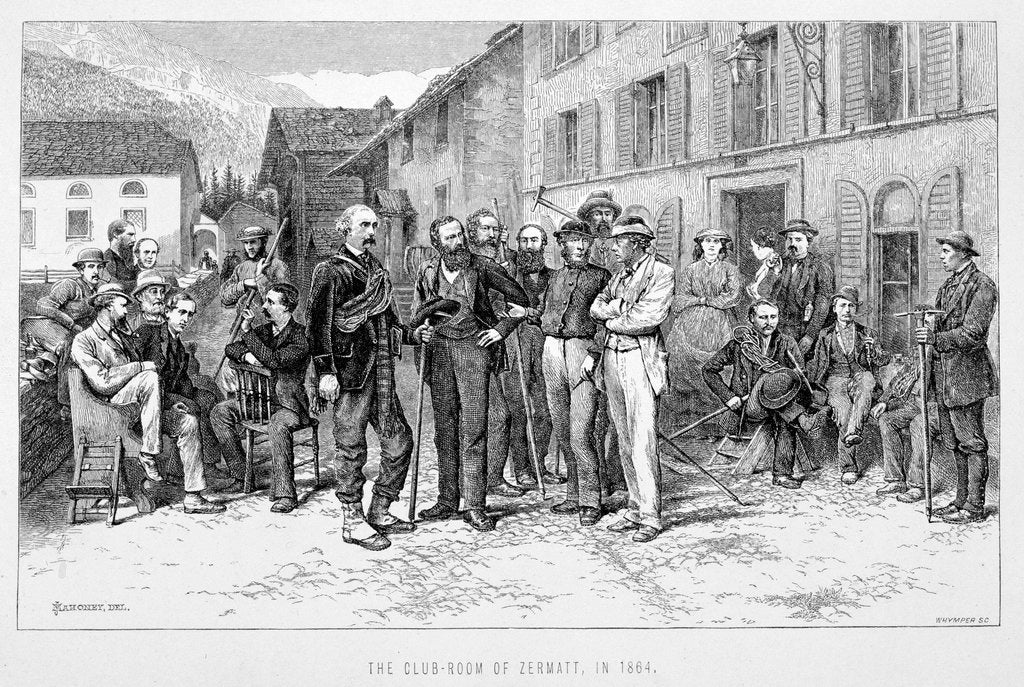 Detail of The Club Room of Zermatt in 1864 by James Mahoney