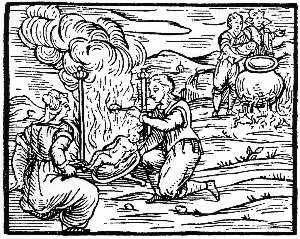 Detail of Witches roasting and boiling infants by Anonymous