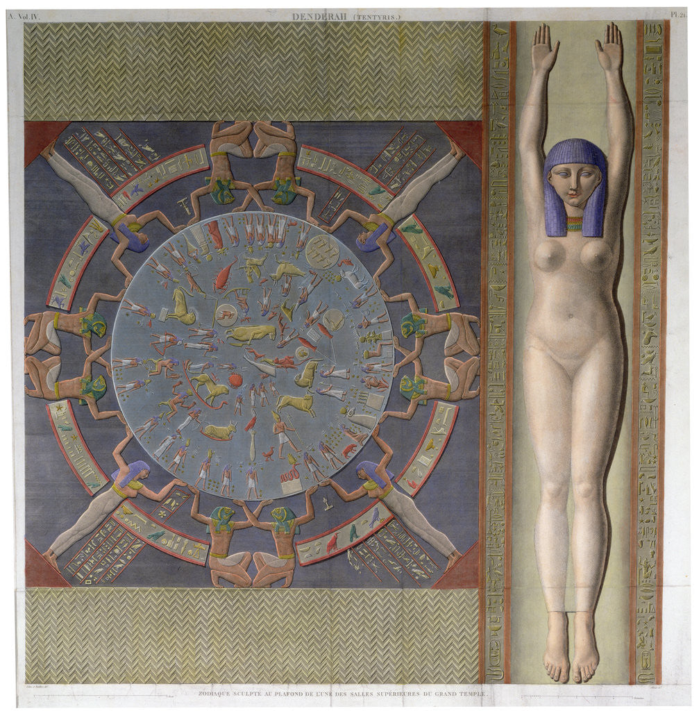Detail of Zodiac ceiling from the grand Temple at Denderah by Jollois and Devilliers