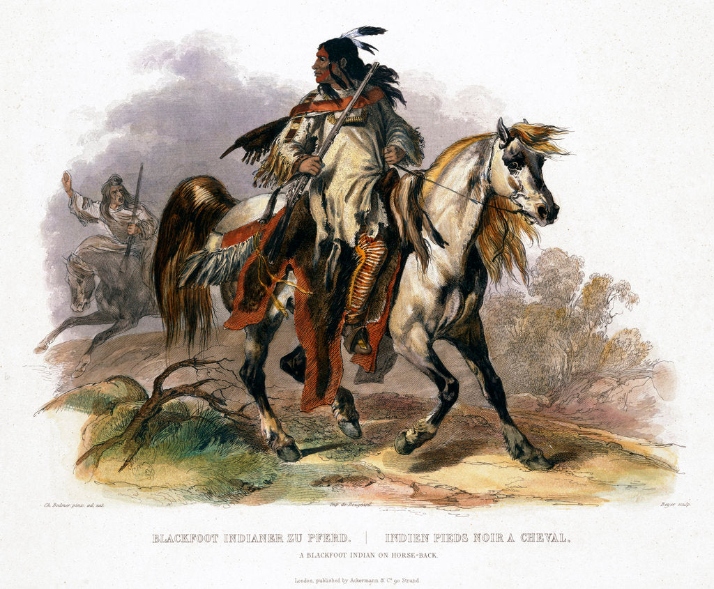 Detail of A Blackfoot Indian on horseback by Leopold Beyer