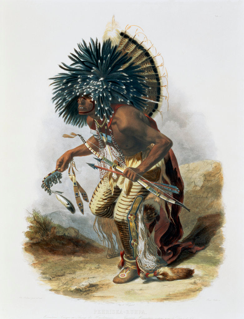Detail of Pehriska-Ruhpa, Minatarre Warrior in the Costume of the Dog Dance by Rene Rollet