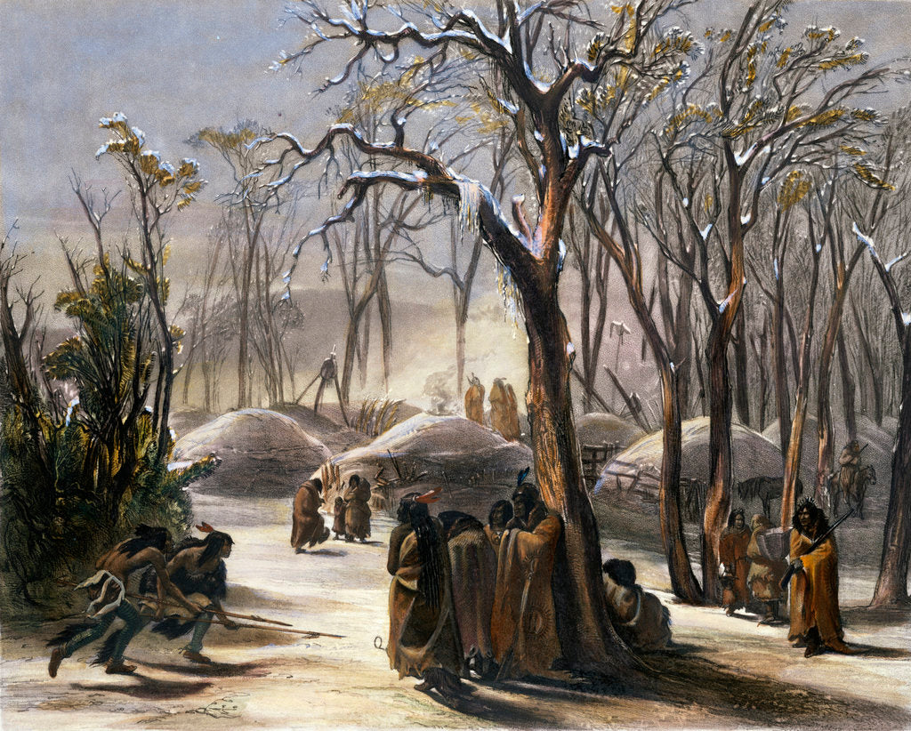 Detail of Winter Village of the Minatarres by Narcisse Desmadryl