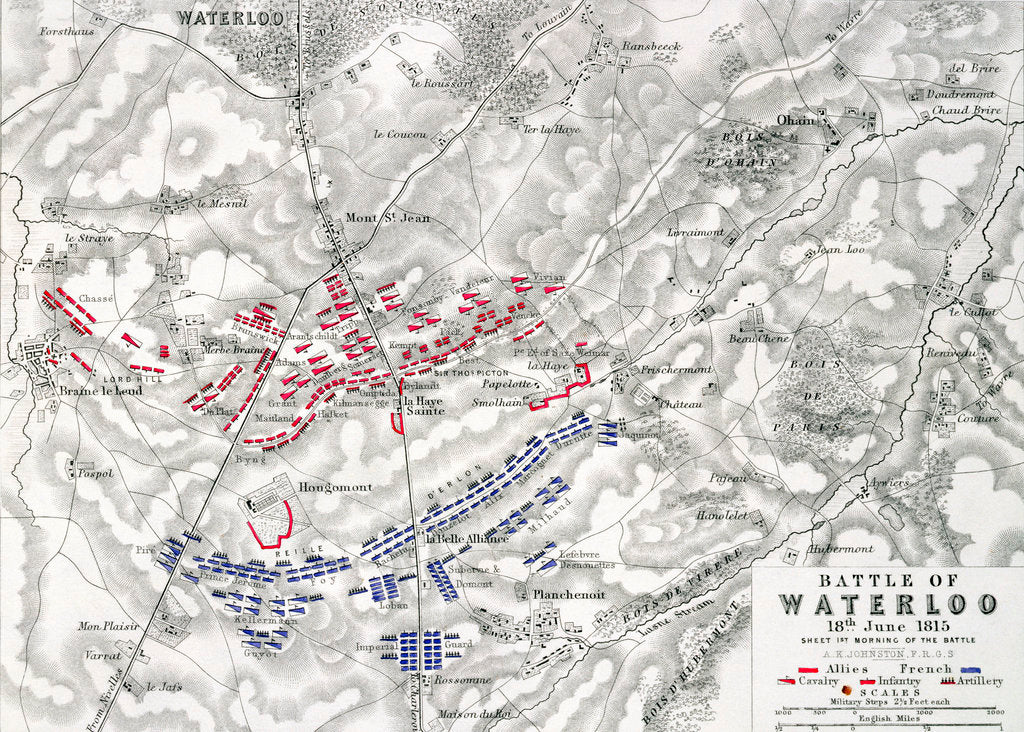 Detail of Map of the Battle of Waterloo by Alexander Keith Johnston