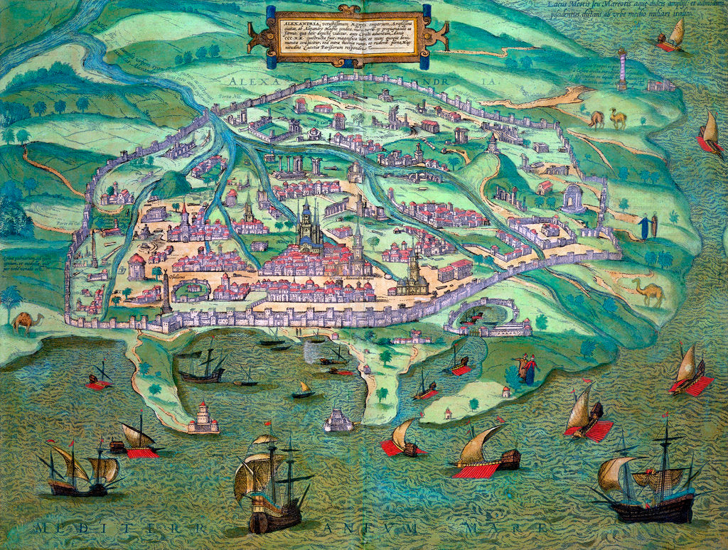 Detail of Map of Alexandria by Joris Hoefnagel