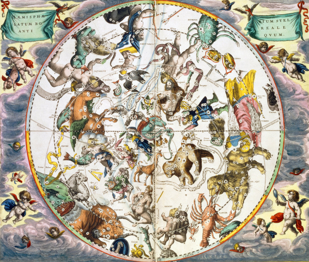 Detail of Celestial planisphere showing the signs of the zodiac, 1660-1661 by Andreas Cellarius