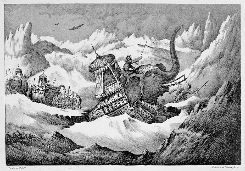 Detail of Hannibal and his war elephants crossing the Alps by Anonymous