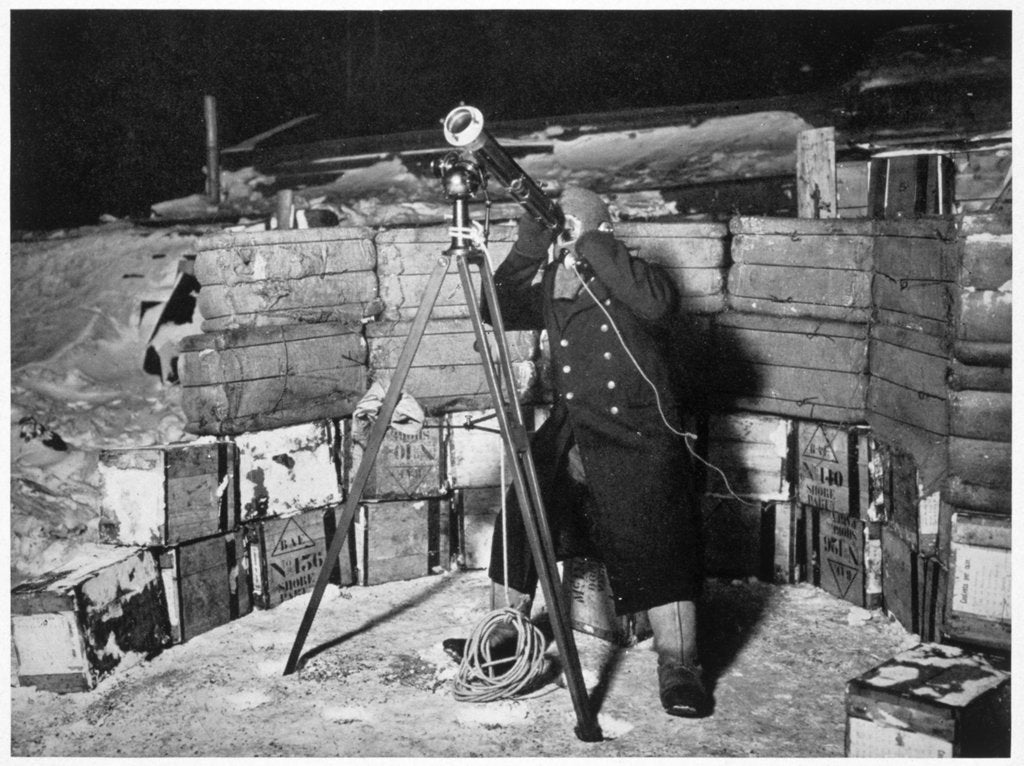 Detail of Commander Evans observing an Occulation of Jupiter, Antarctica, 1910-1912 by Herbert Ponting