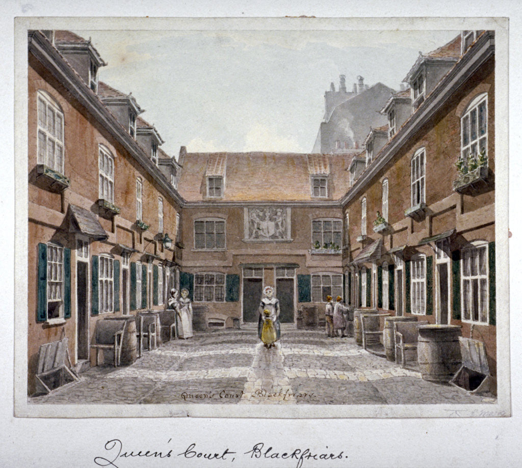 Detail of View of Queen's Court, Upper Ground Street, Southwark, London by Robert Blemmell Schnebbelie