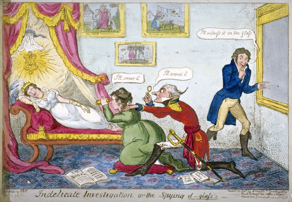 Detail of Indelicate Investigation or the Spying D-glass's by George Cruikshank