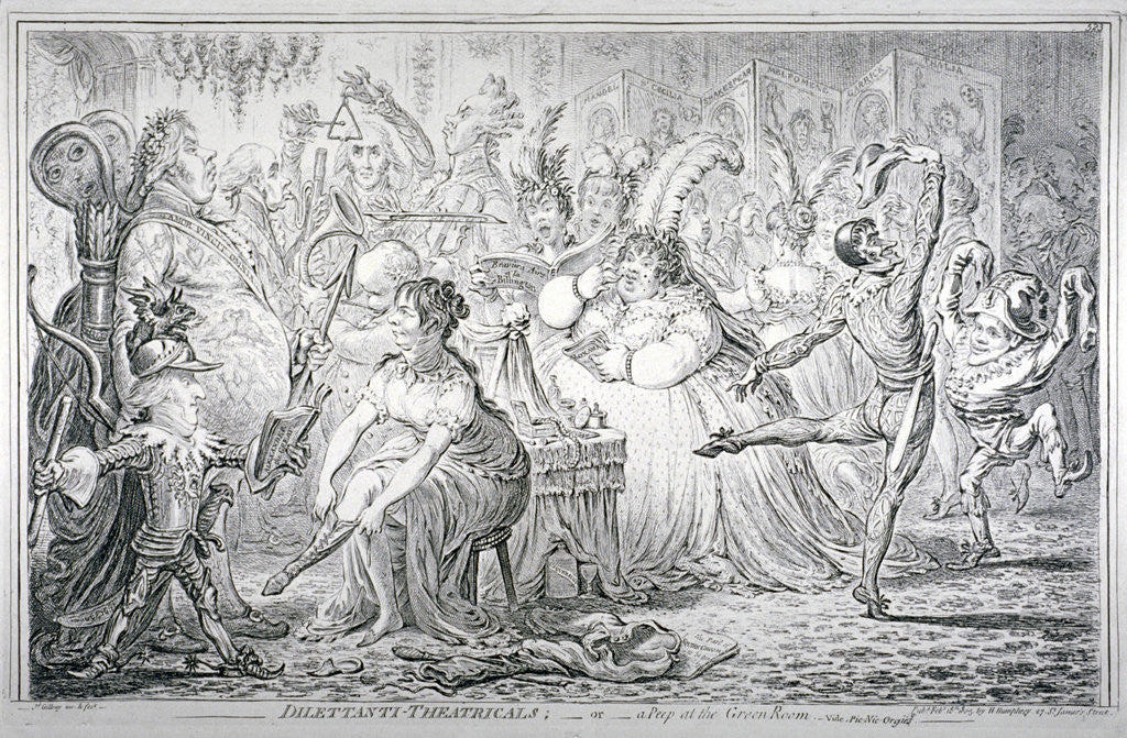 Detail of Dilettanti-theatricals; or a peep at the Green Room by James Gillray