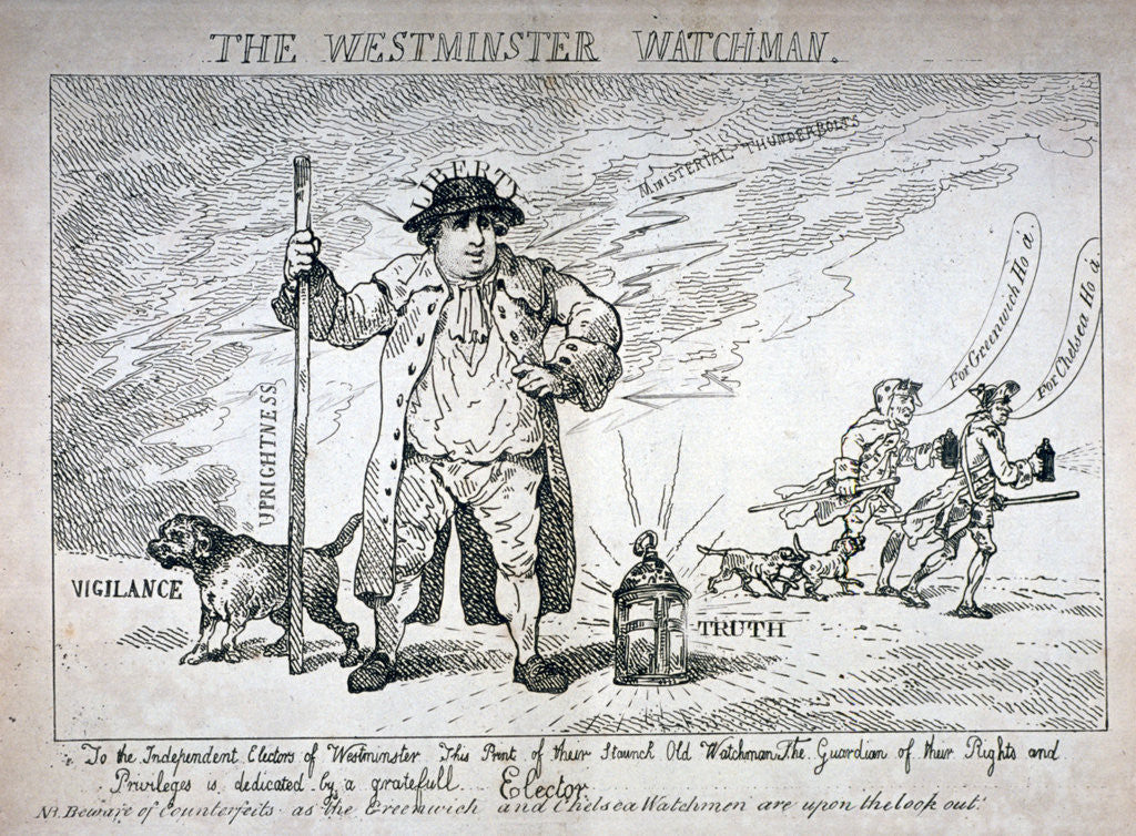 Detail of The Westminster Watchman by Thomas Rowlandson