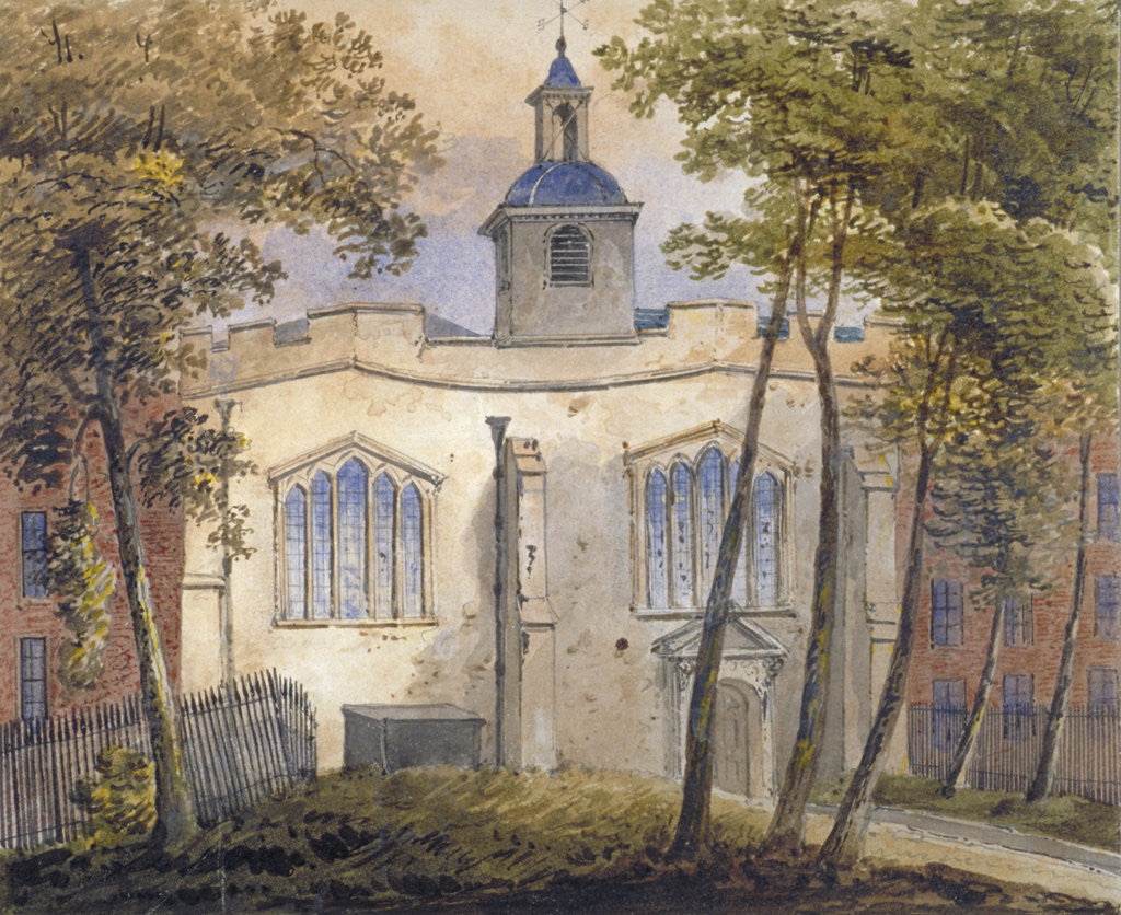 Detail of West view of the Church of St Helen, Bishopsgate, City of London by William Pearson